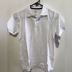 Boys size 10/12 wonder nation white/navy blue uniform shirts (4pcs total)